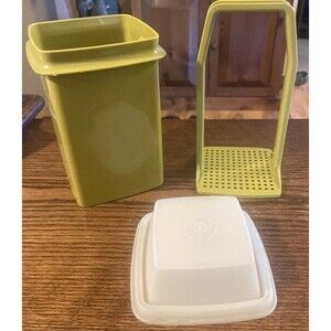 Tupperware Vintage Pickle Keeper Avocado Green 3 Pieces 1330-5